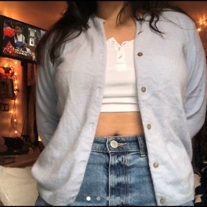 FUZZY LIGHT BLUE “LANDS’ END” CARDIGAN